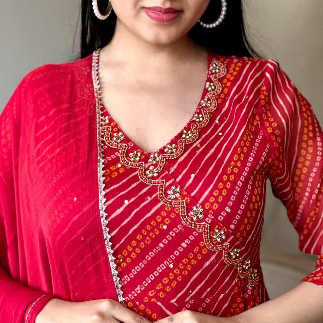 Anarkali Kurta Set With Angrakha Style For Women