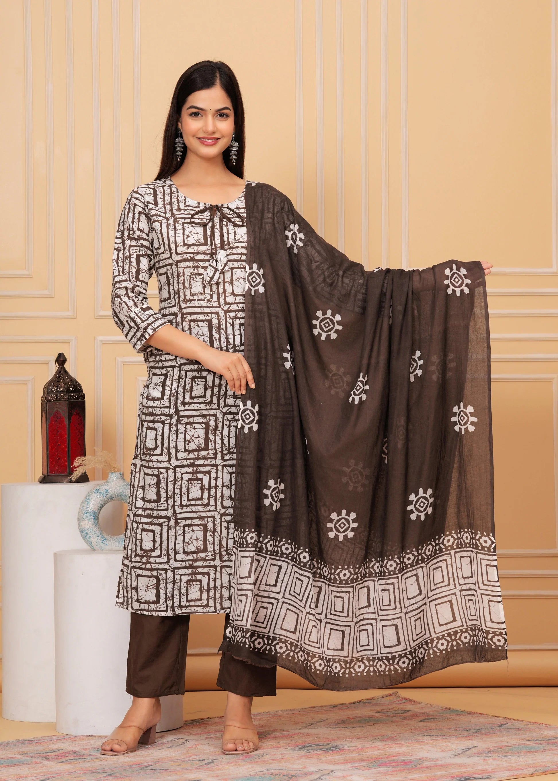 Biba Dusky Procion Printed Suit Set With Dupatta