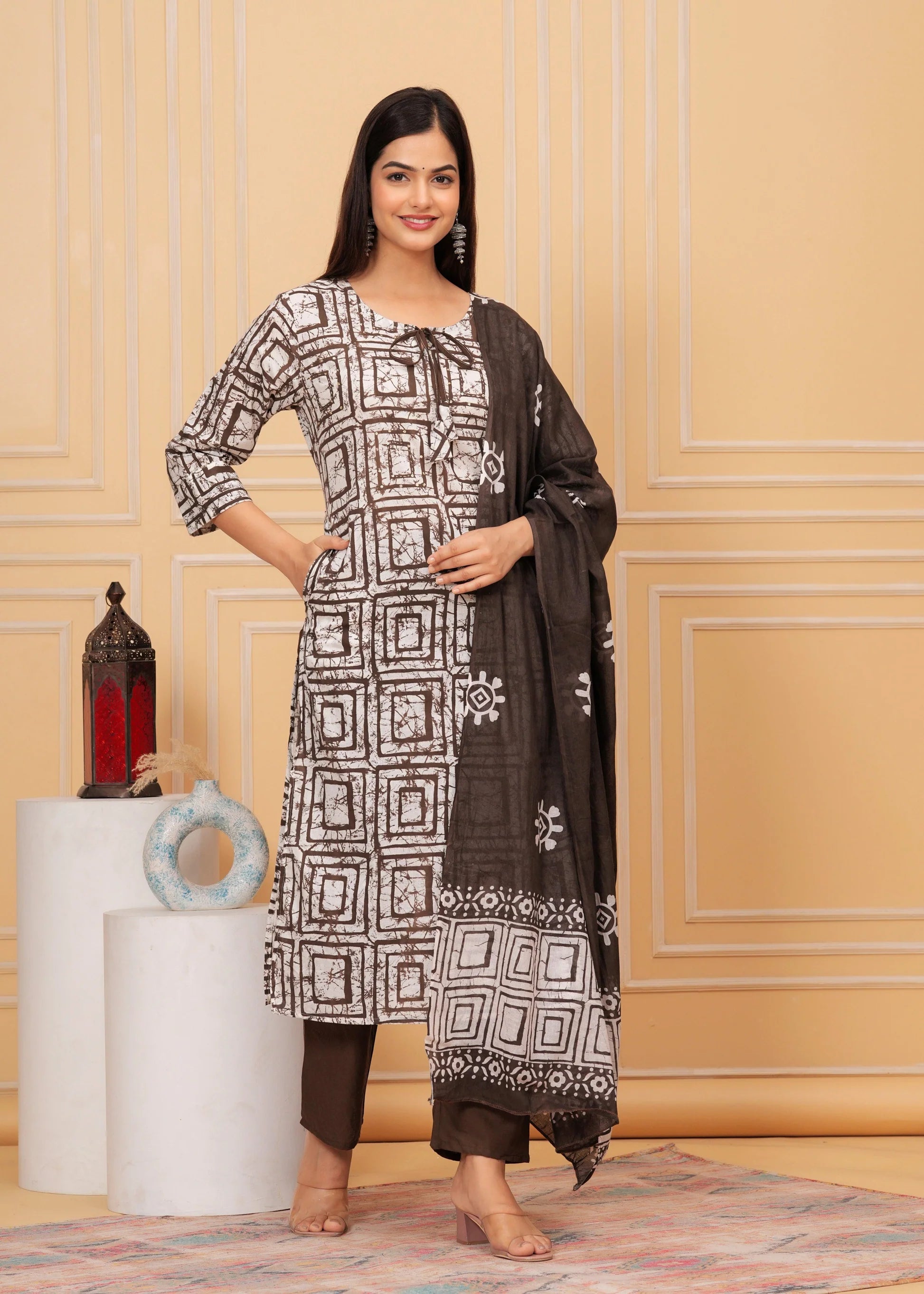 Biba Dusky Procion Printed Suit Set With Dupatta