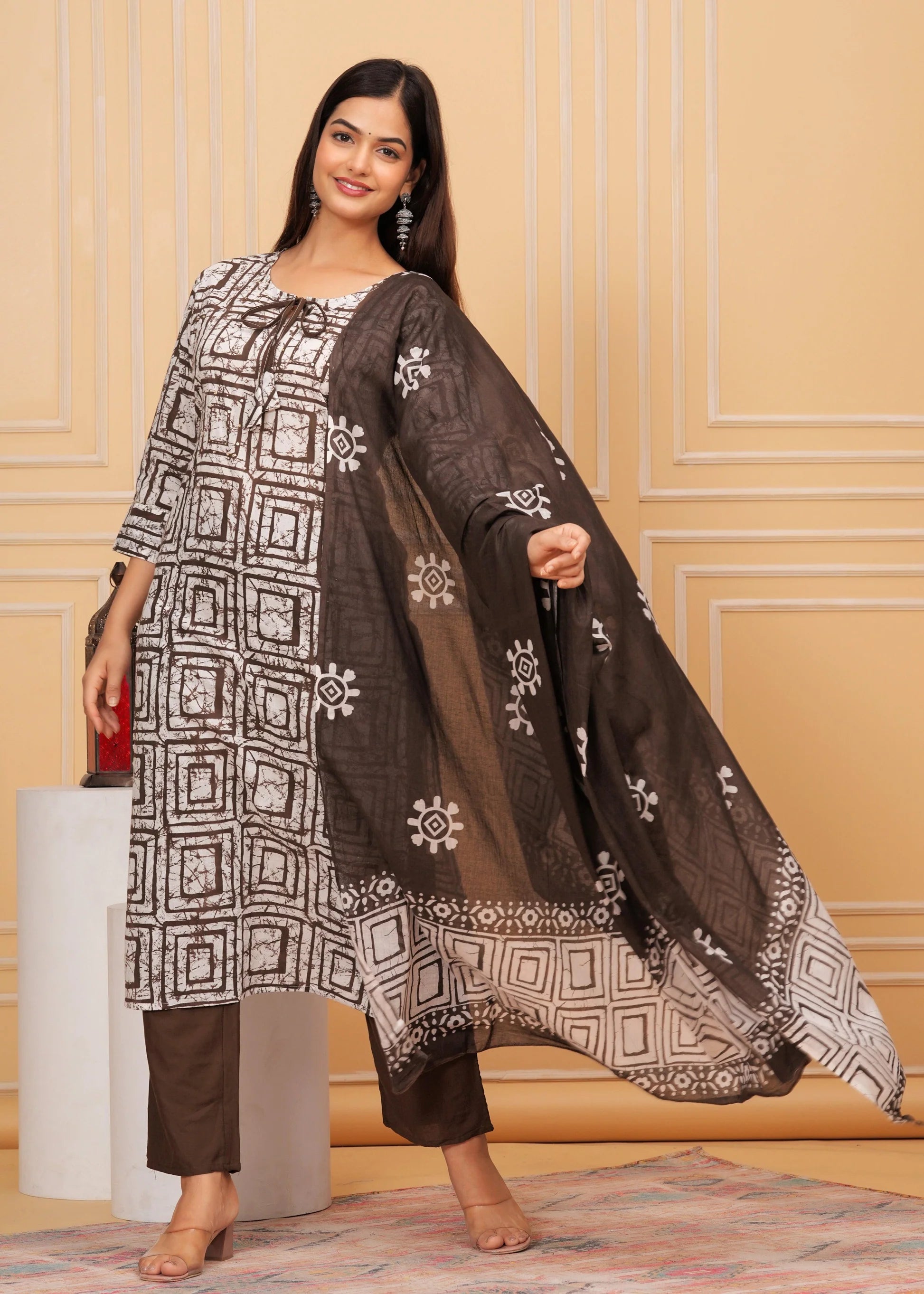 Biba Dusky Procion Printed Suit Set With Dupatta