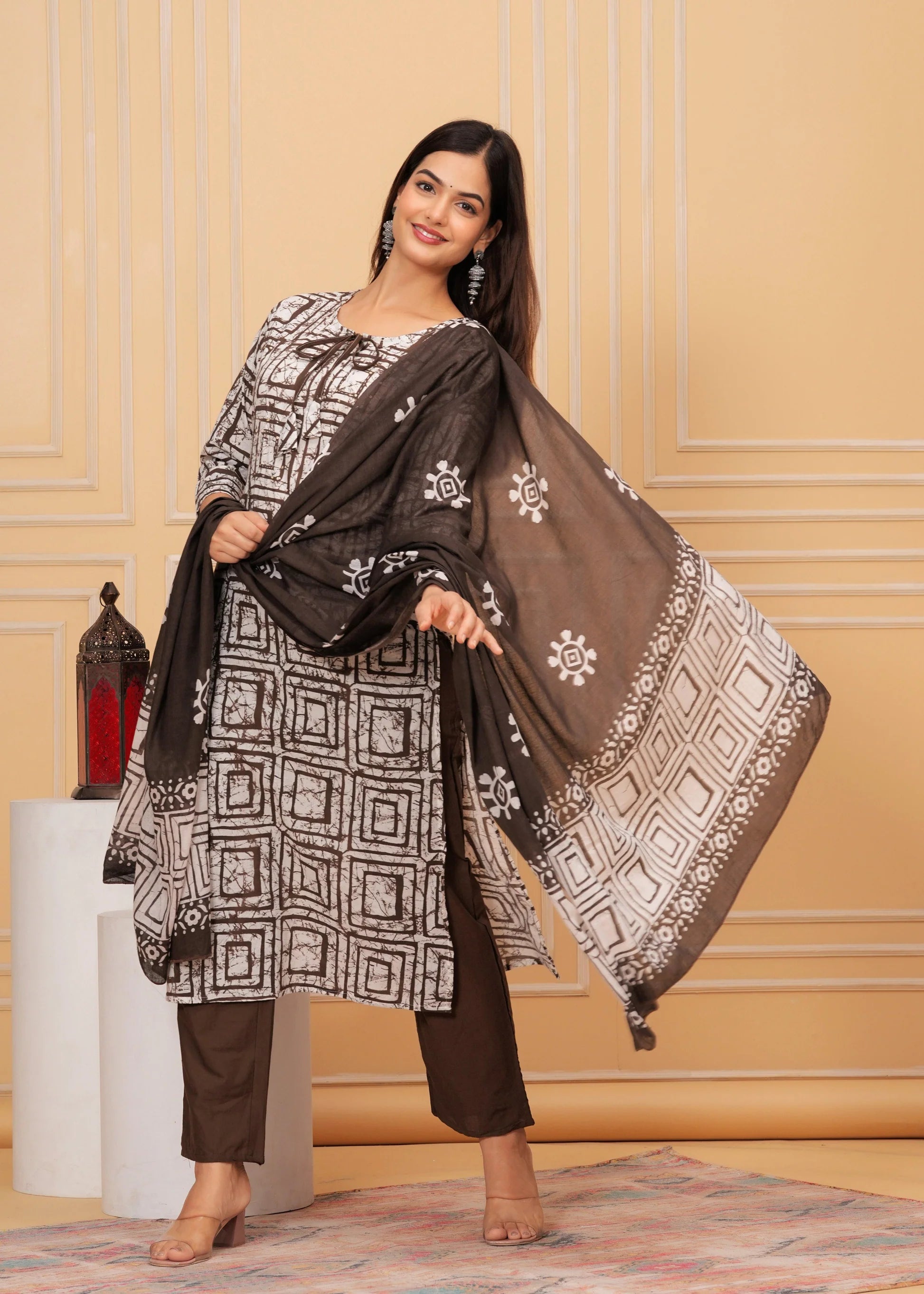 Biba Dusky Procion Printed Suit Set With Dupatta