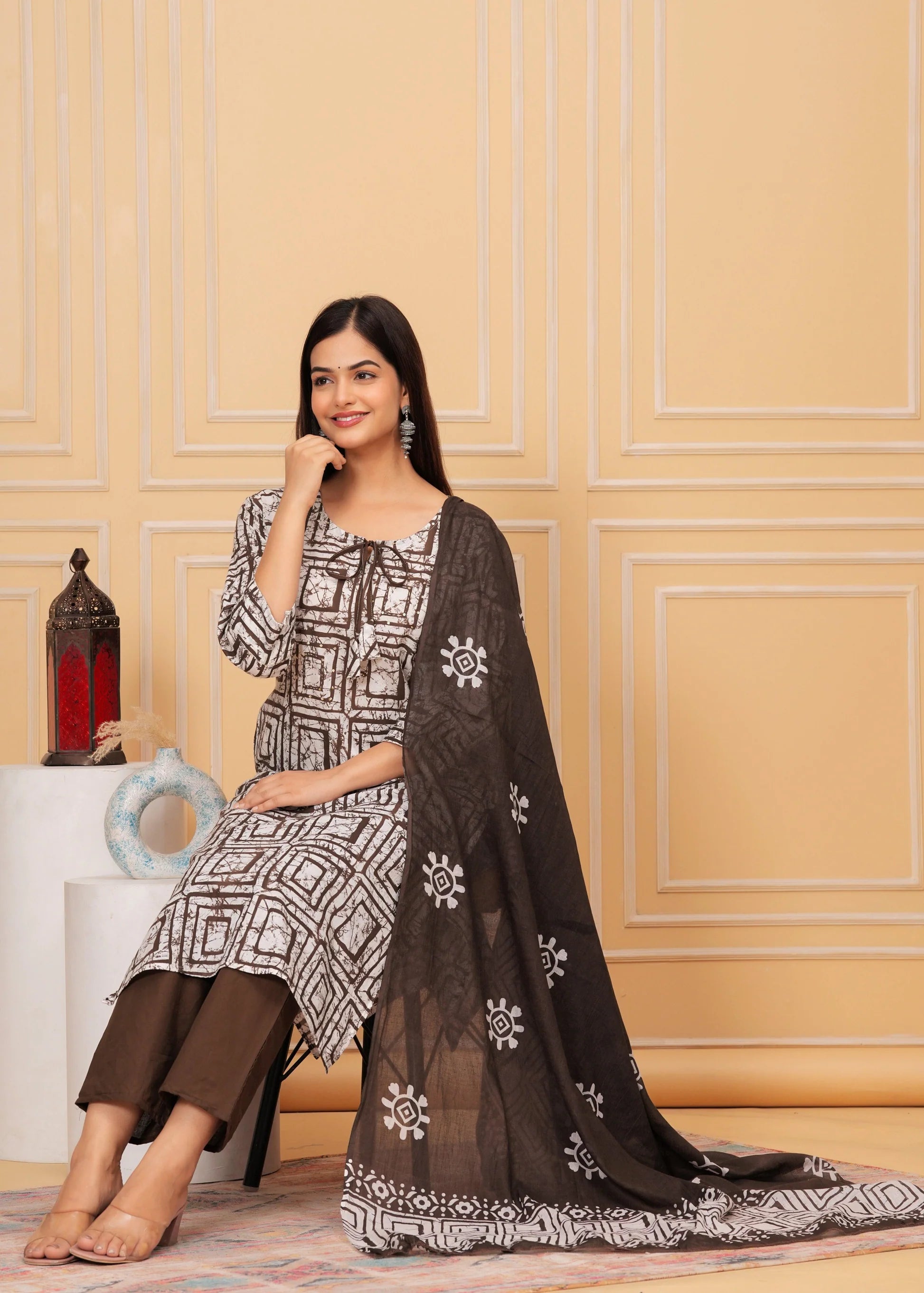 Biba Dusky Procion Printed Suit Set With Dupatta