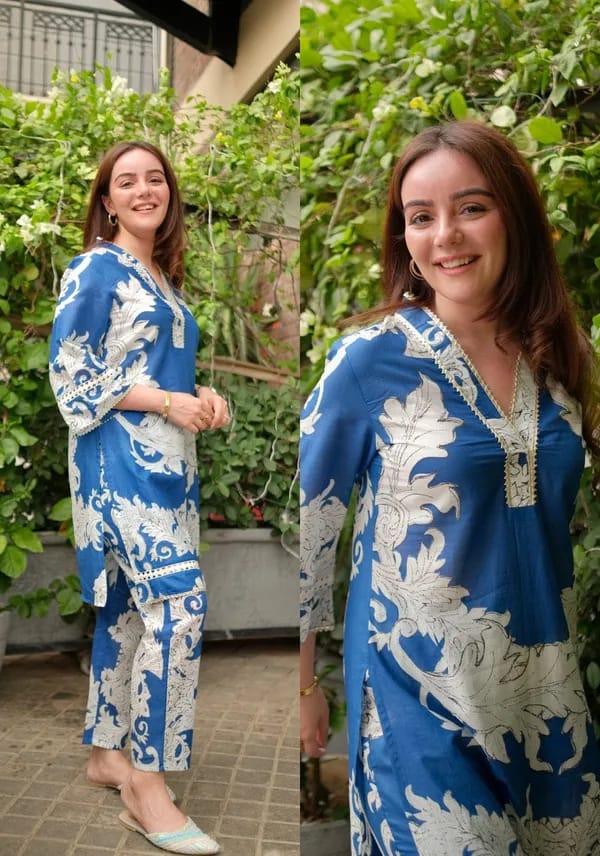 Biba Premium Ocean Blue Beautiful Cotton Cord-Set