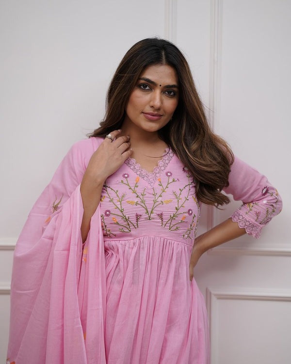 Biba Premium  Beautiful Embroidery And Sequence Work Kurta Set For Women