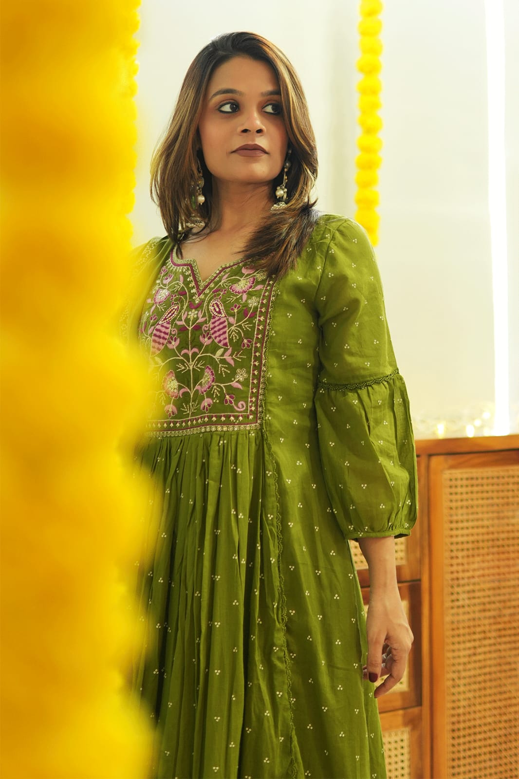 Biba Premium  Kurta Set With New Style For Women(Green)