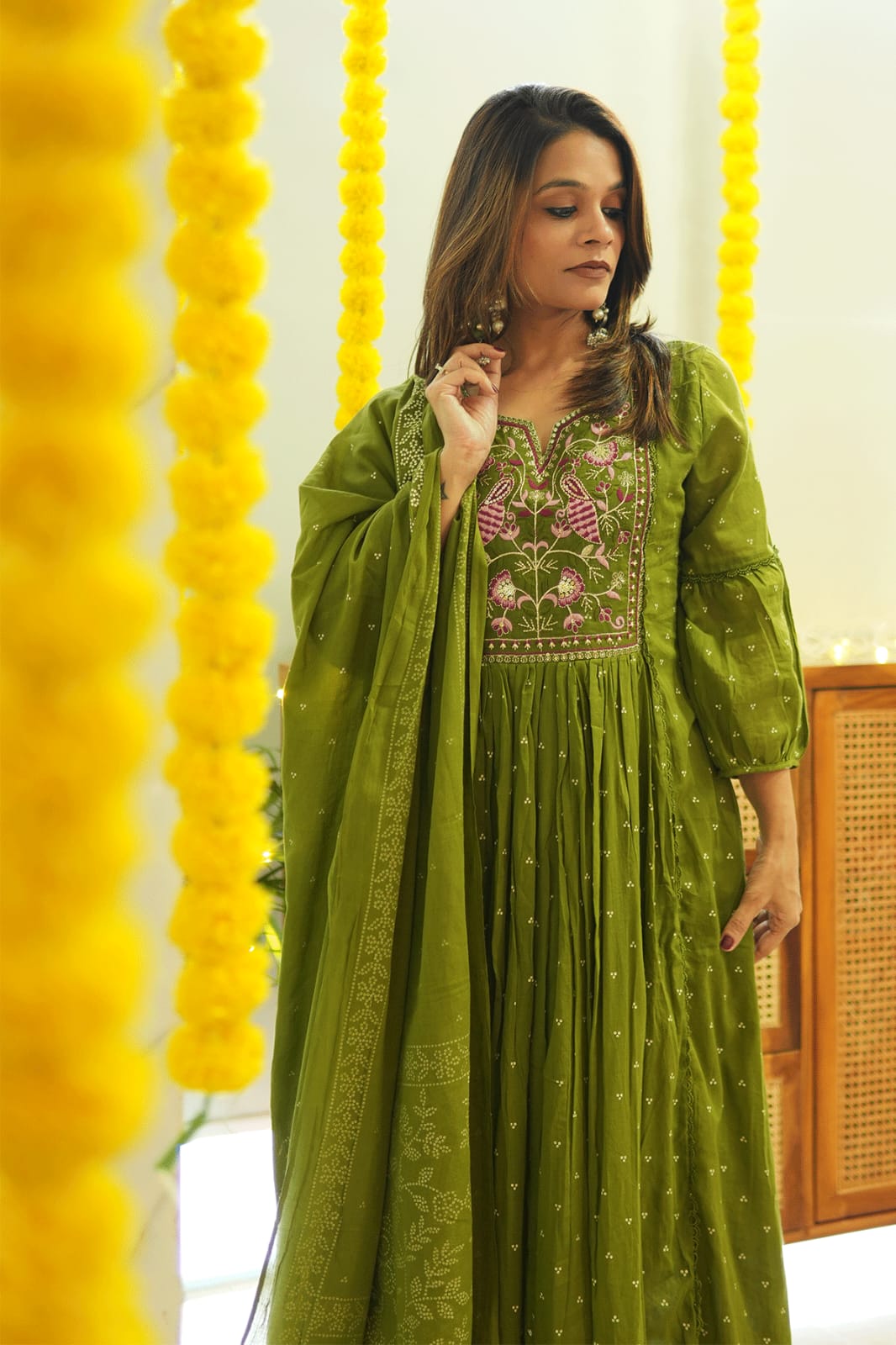 Biba Premium  Kurta Set With New Style For Women(Green)