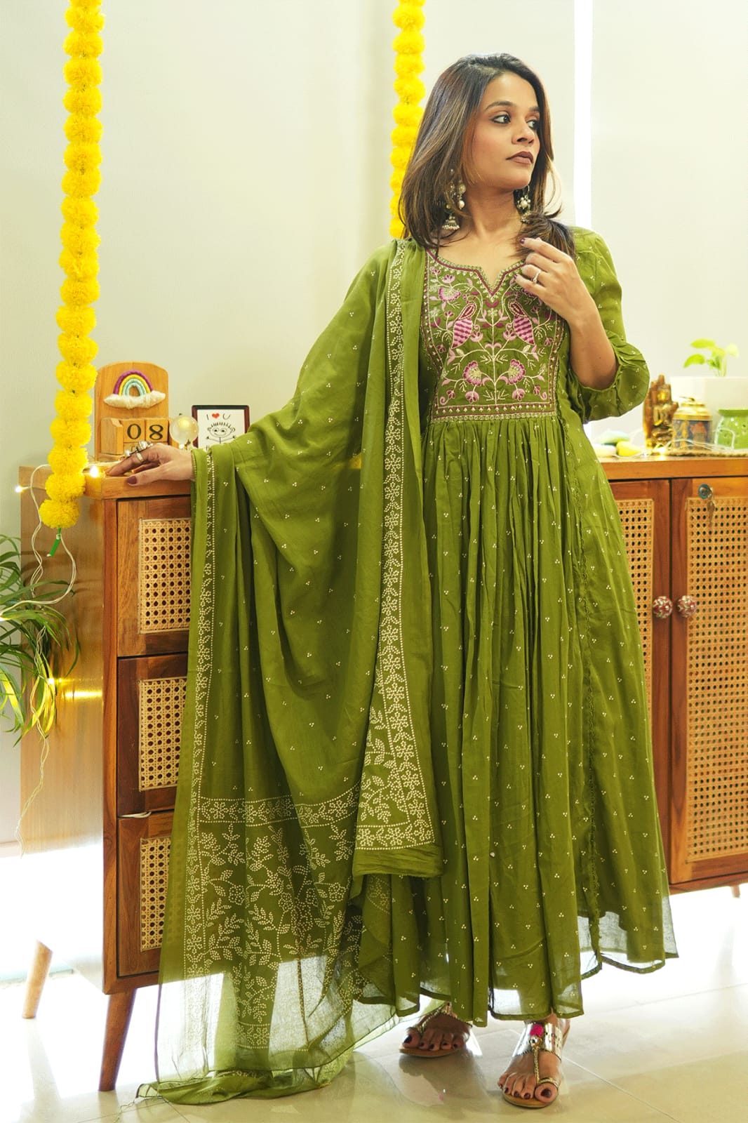 Biba Premium  Kurta Set With New Style For Women(Green)