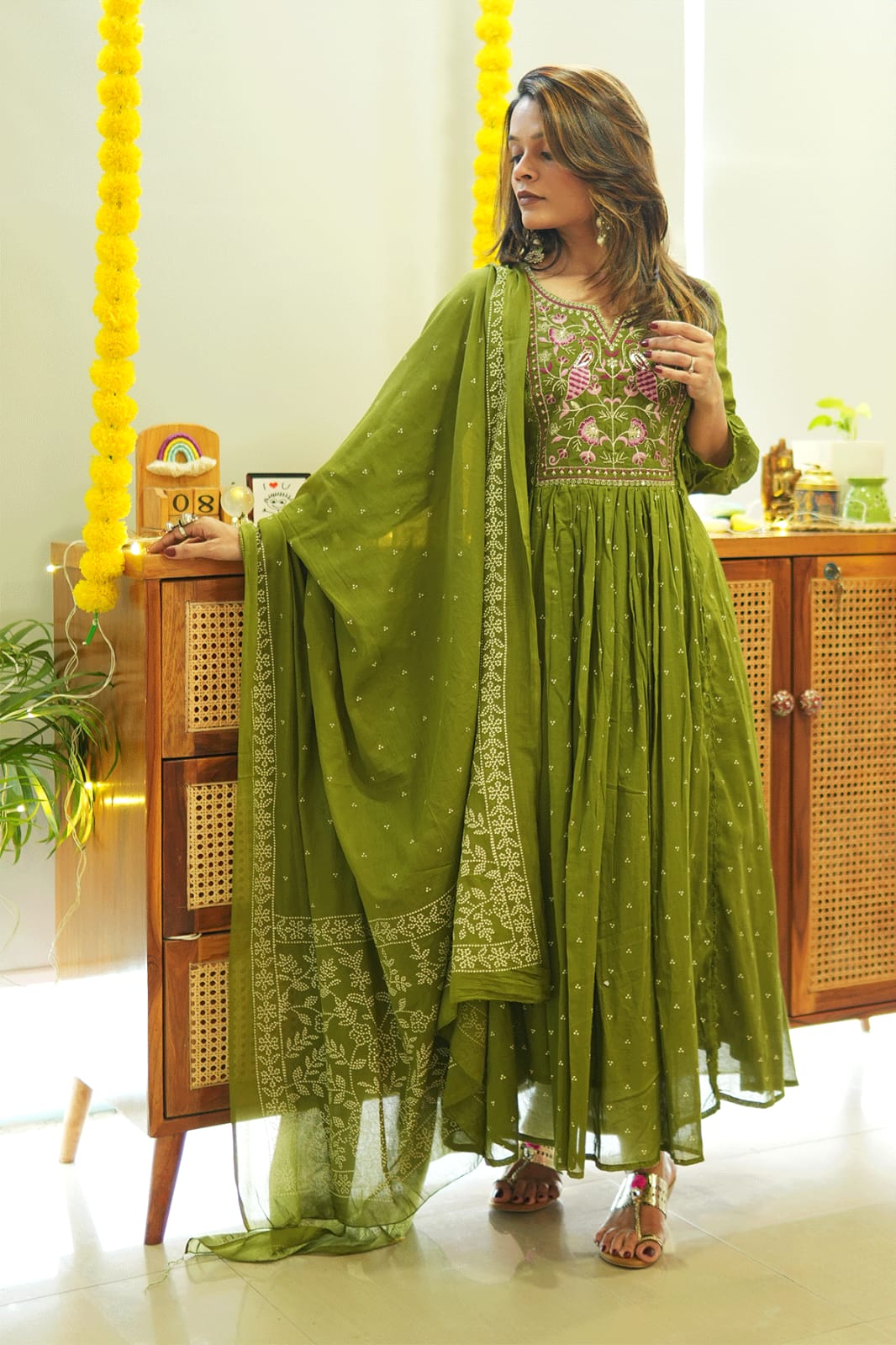 Biba Premium  Kurta Set With New Style For Women(Green)