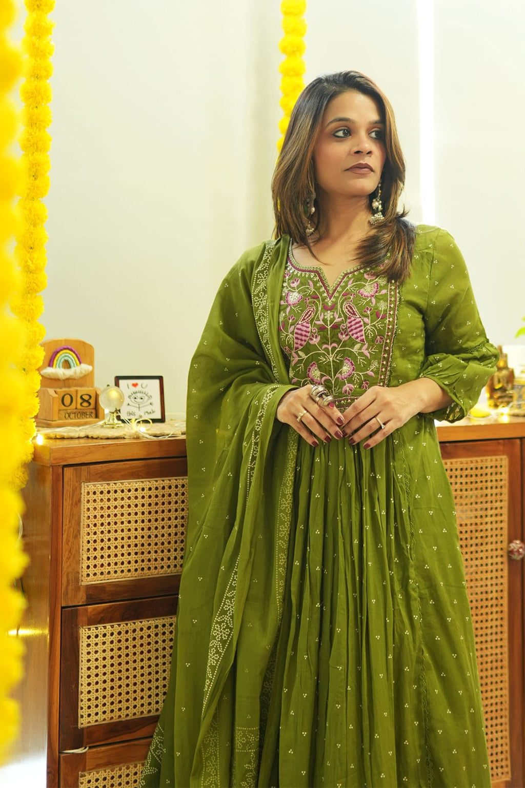 Biba Premium  Kurta Set With New Style For Women(Green)