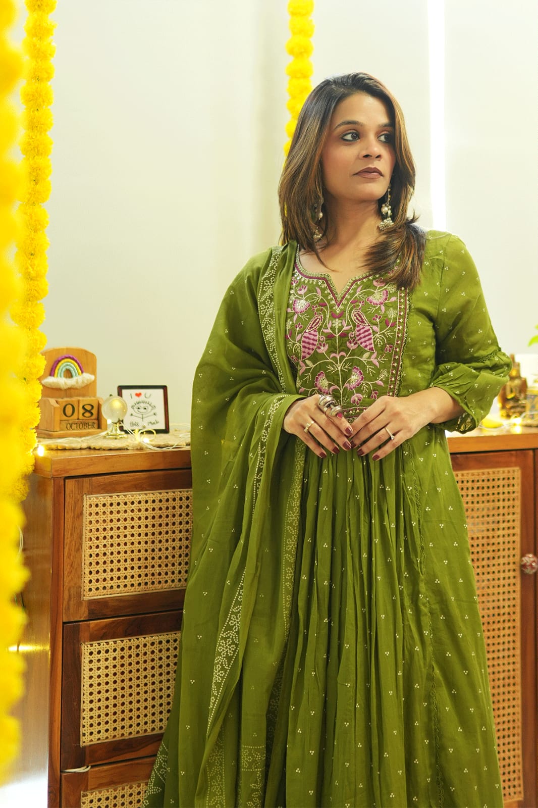 Biba Premium  Kurta Set With New Style For Women(Green)