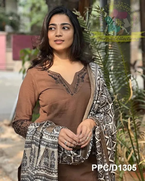 BIBA Elegant Brown Kurta Set with Printed Dupatta