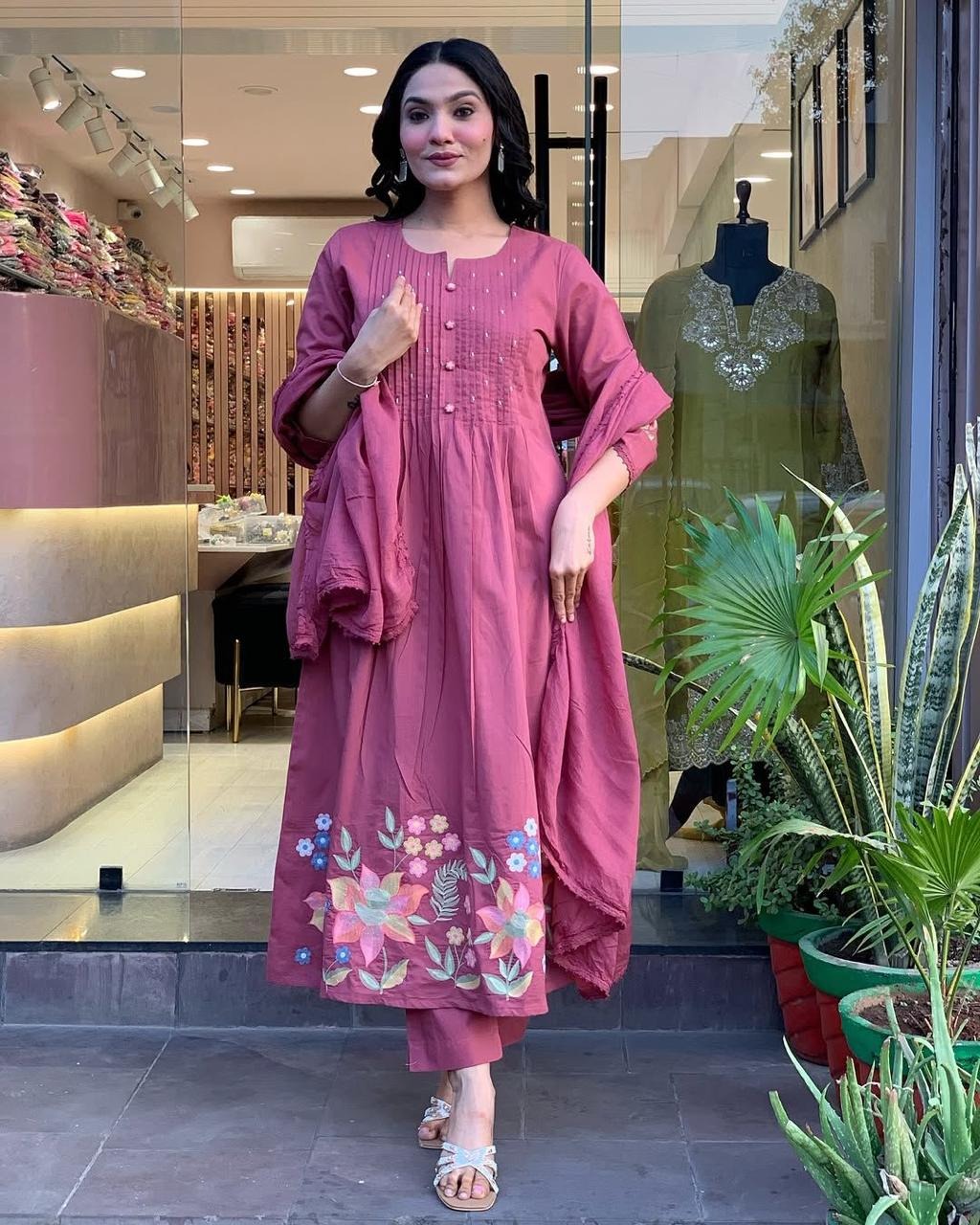 BibaElegant Rosewood Pleated Kurti