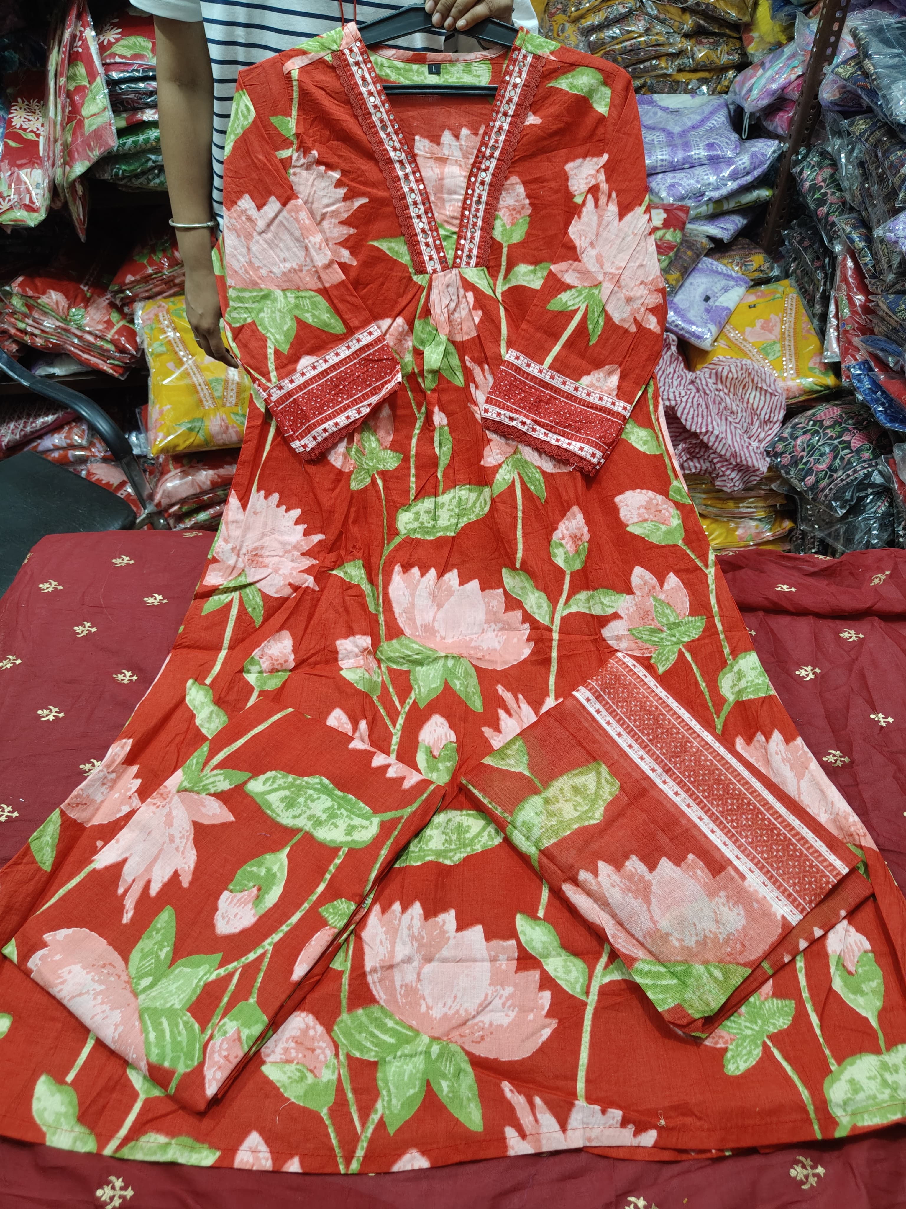 BIBA Elegant Pink Floral Kurta Set with Dupatta