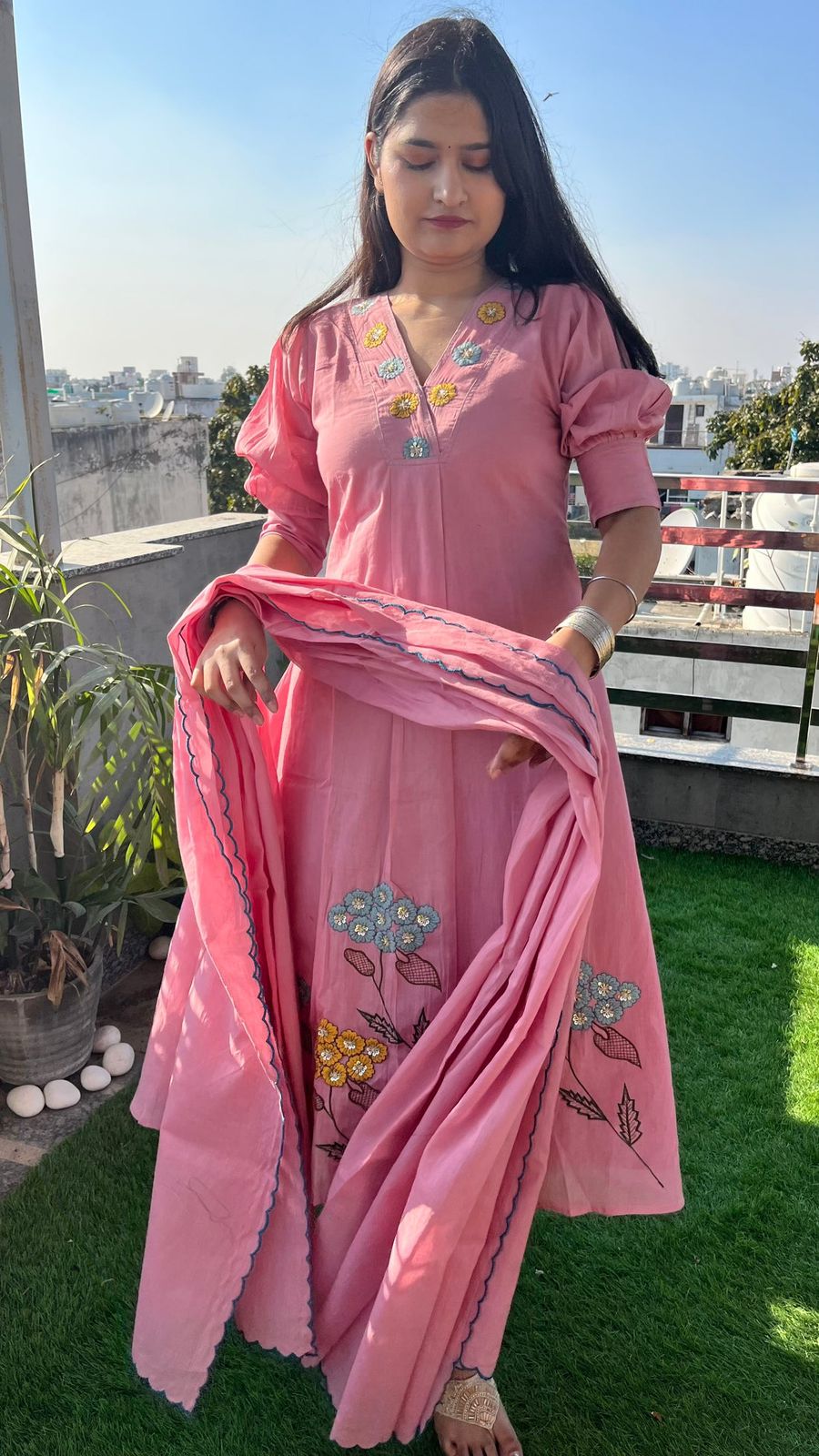 BIBA PREMIUM Elegant Peach-Pink Embroidered Kurta Set 🌸