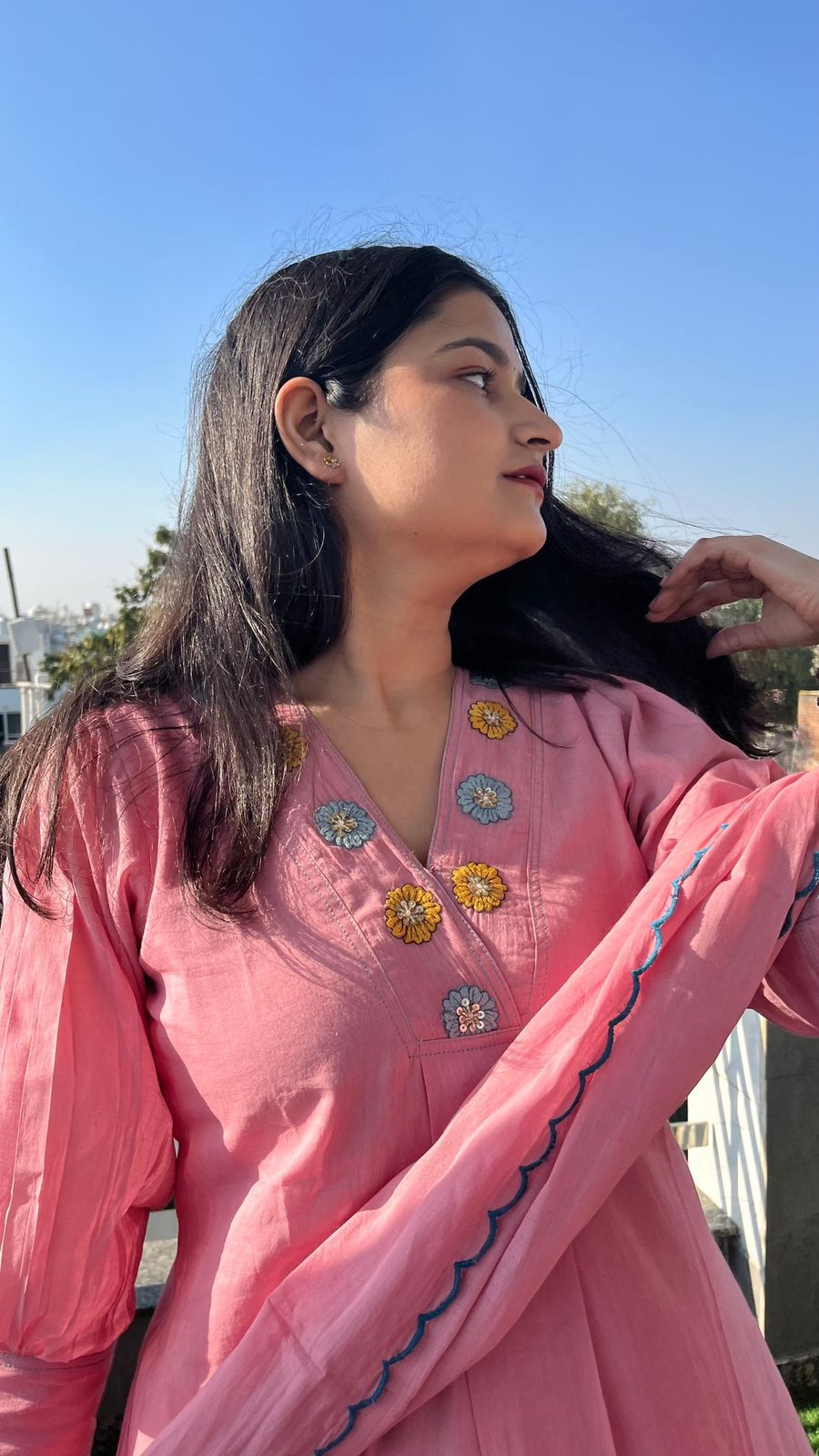 BIBA PREMIUM Elegant Peach-Pink Embroidered Kurta Set 🌸