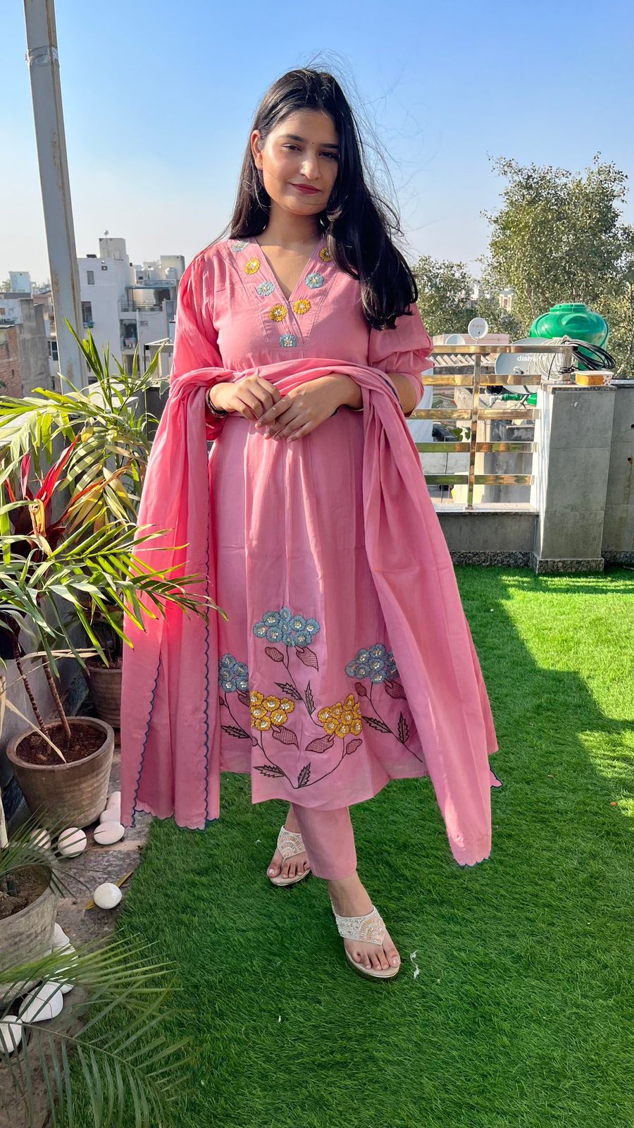 BIBA PREMIUM Elegant Peach-Pink Embroidered Kurta Set 🌸